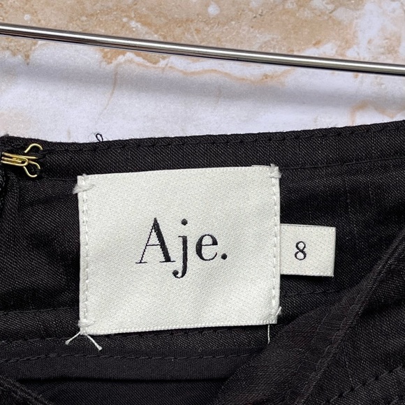Aje Black Linen-Blend Elements Flared Pant, Brand Size 8 - Picture 11 of 16